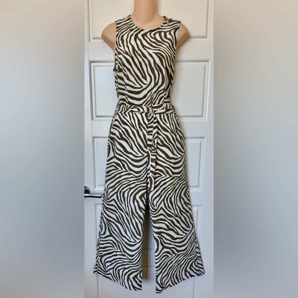 Michael Kors Olive and White Zebra Print jumpsuit/Romper, size 6